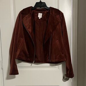 LC Lauren Conrad Burgundy Faux Suede Jacket